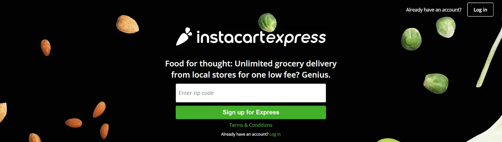 Instacart Express sign-up page