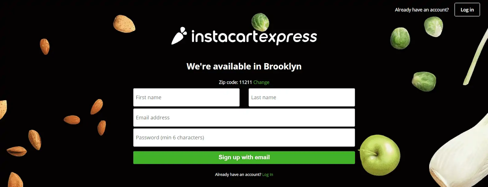 Instacart Express registration