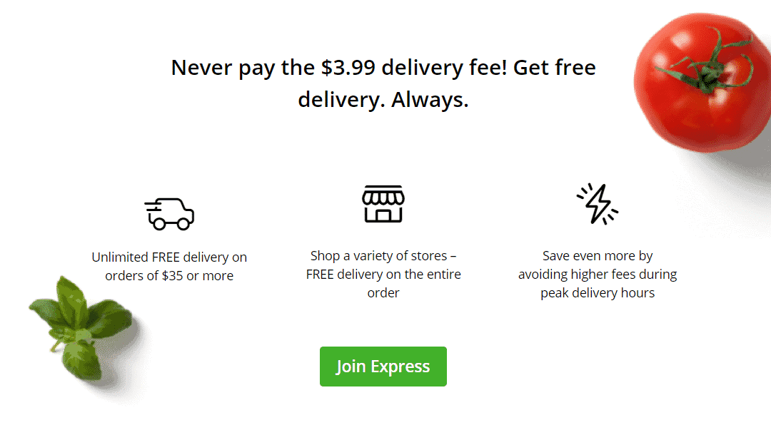 Free delivery graphic for Instacart Express