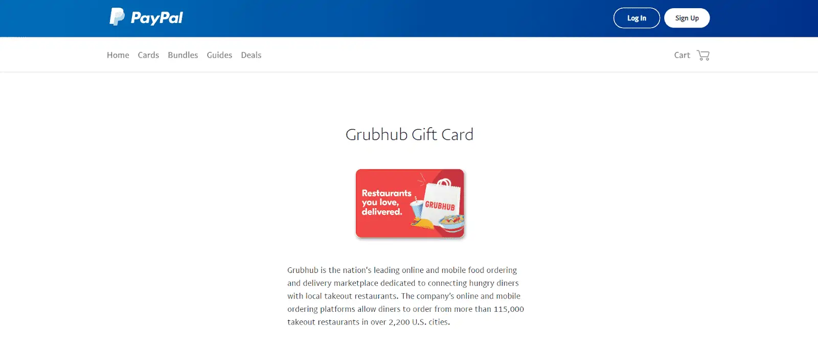 PayPal Grubhub checkout