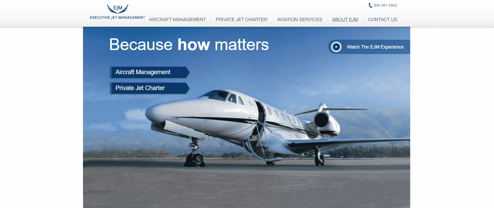 The Executive Jet Management homepage