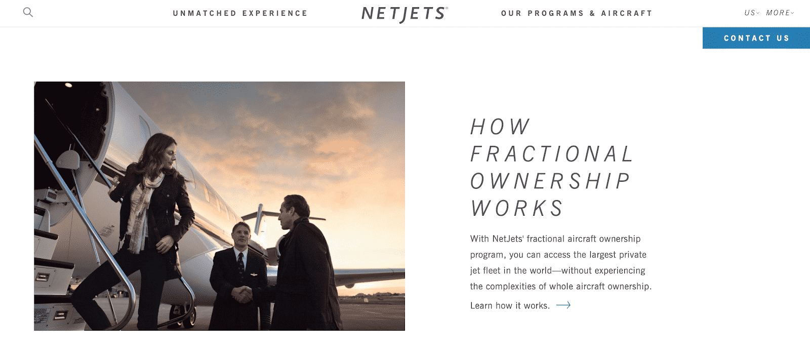 The Netjets homepage