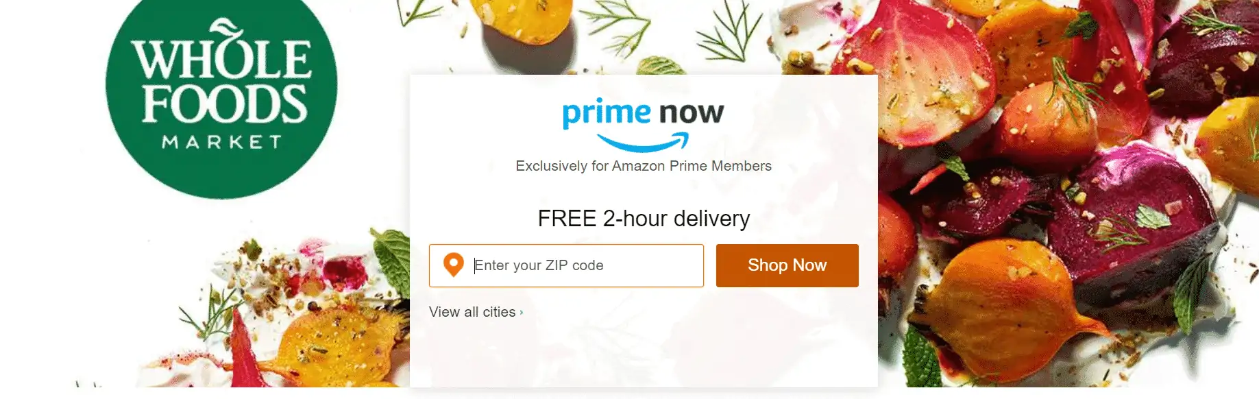 Prime Now home page