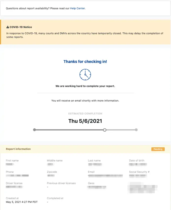 doordash background check status email screenshot