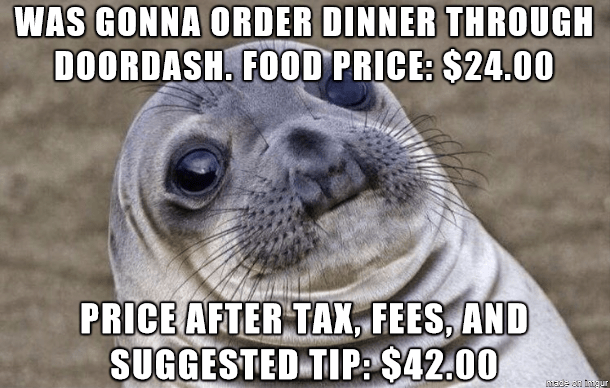 doordash meme about ordering food prices