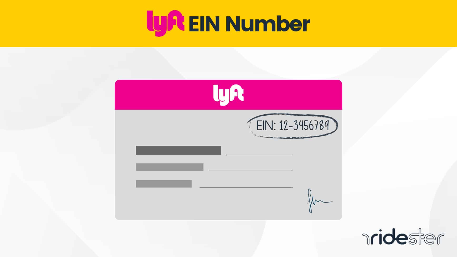 vector graphic illustration showing a hand holding a card with a Lyft ein number on it
