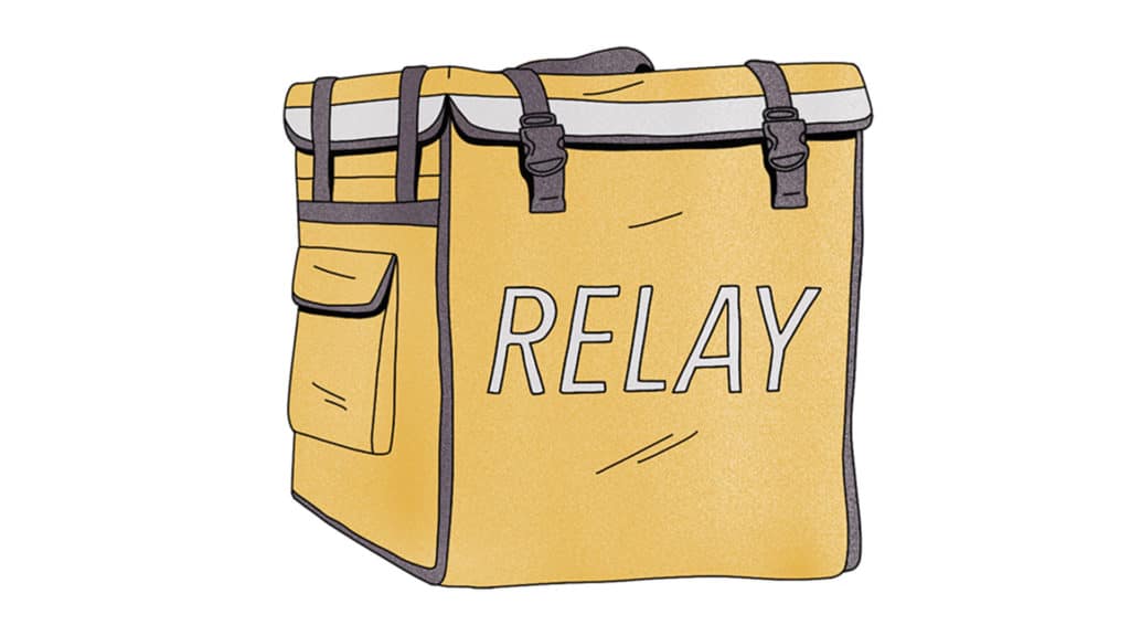 relay delivery bag against white background
