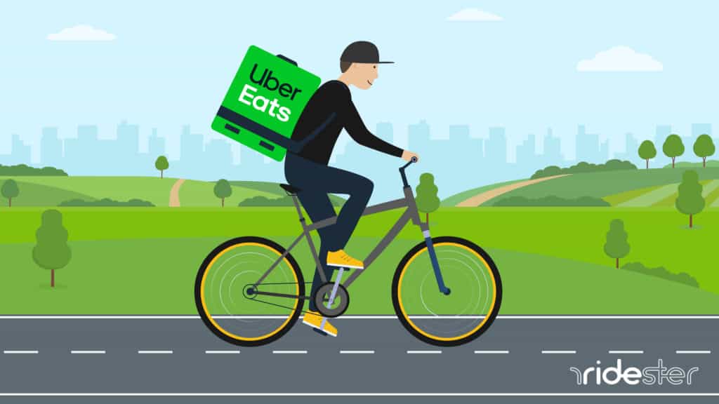 vector graphic of a man riding an uber eats bicycle