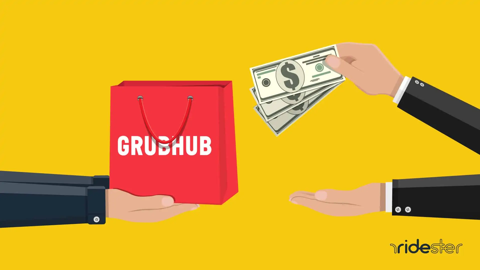 vector graphic showing the answer to the question, "does grubhub take cash?"