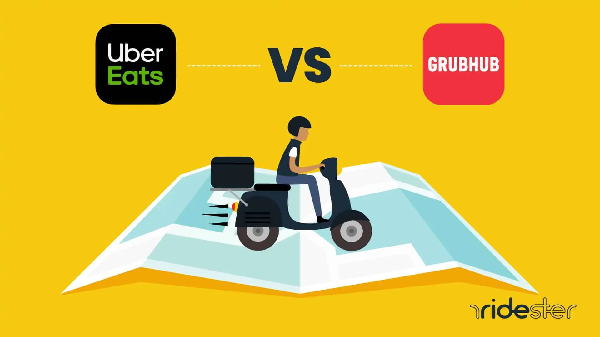 vector graphics image showing grubhub vs uber eats bags next to one another
