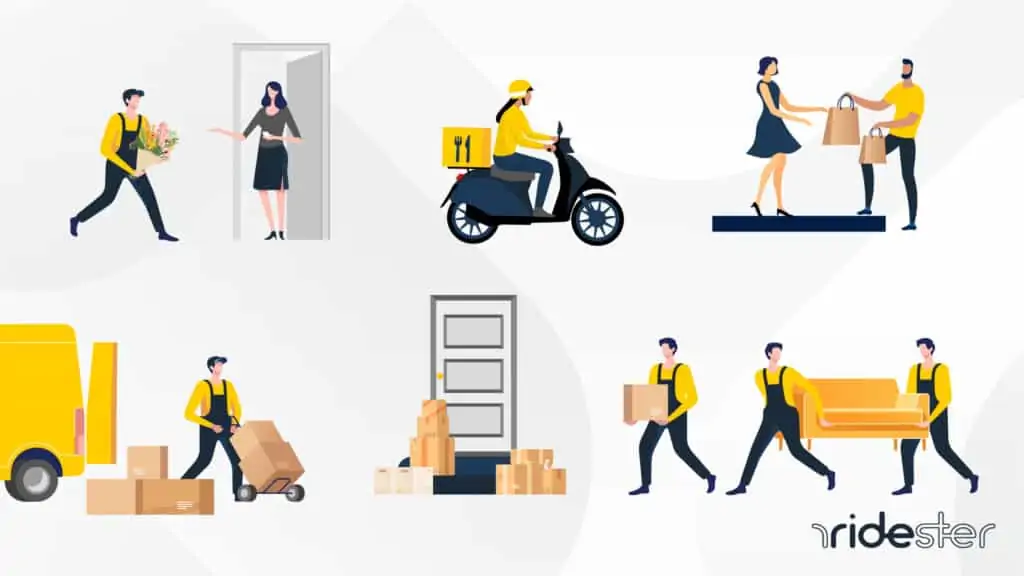vector graphic showing miscellaneous package delivery jobs