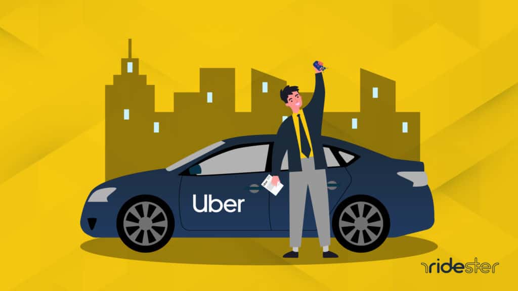 vector graphic showing uber lease program driver getting a car
