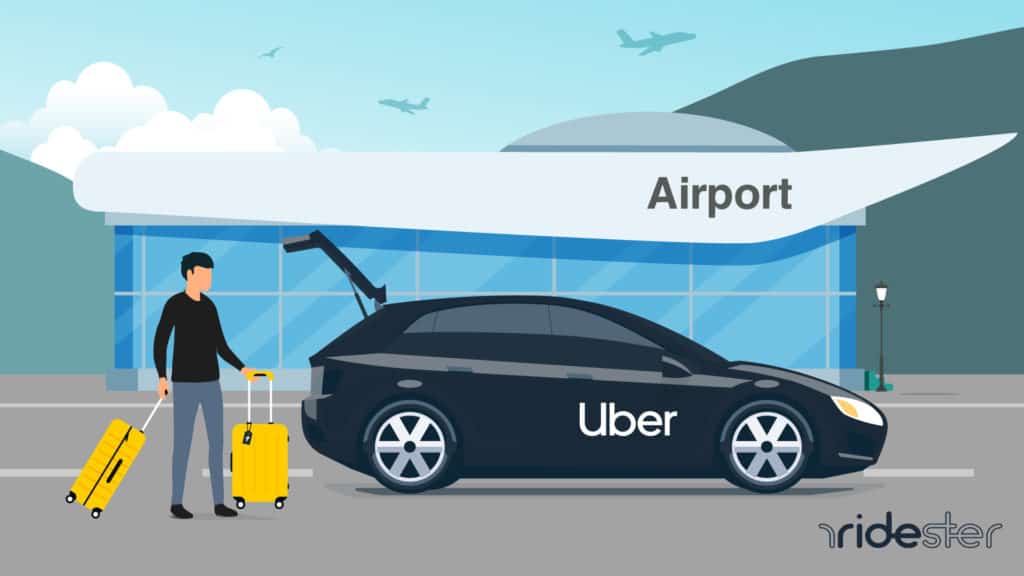 vector graphic showing rider loading uber luggage into vehicle