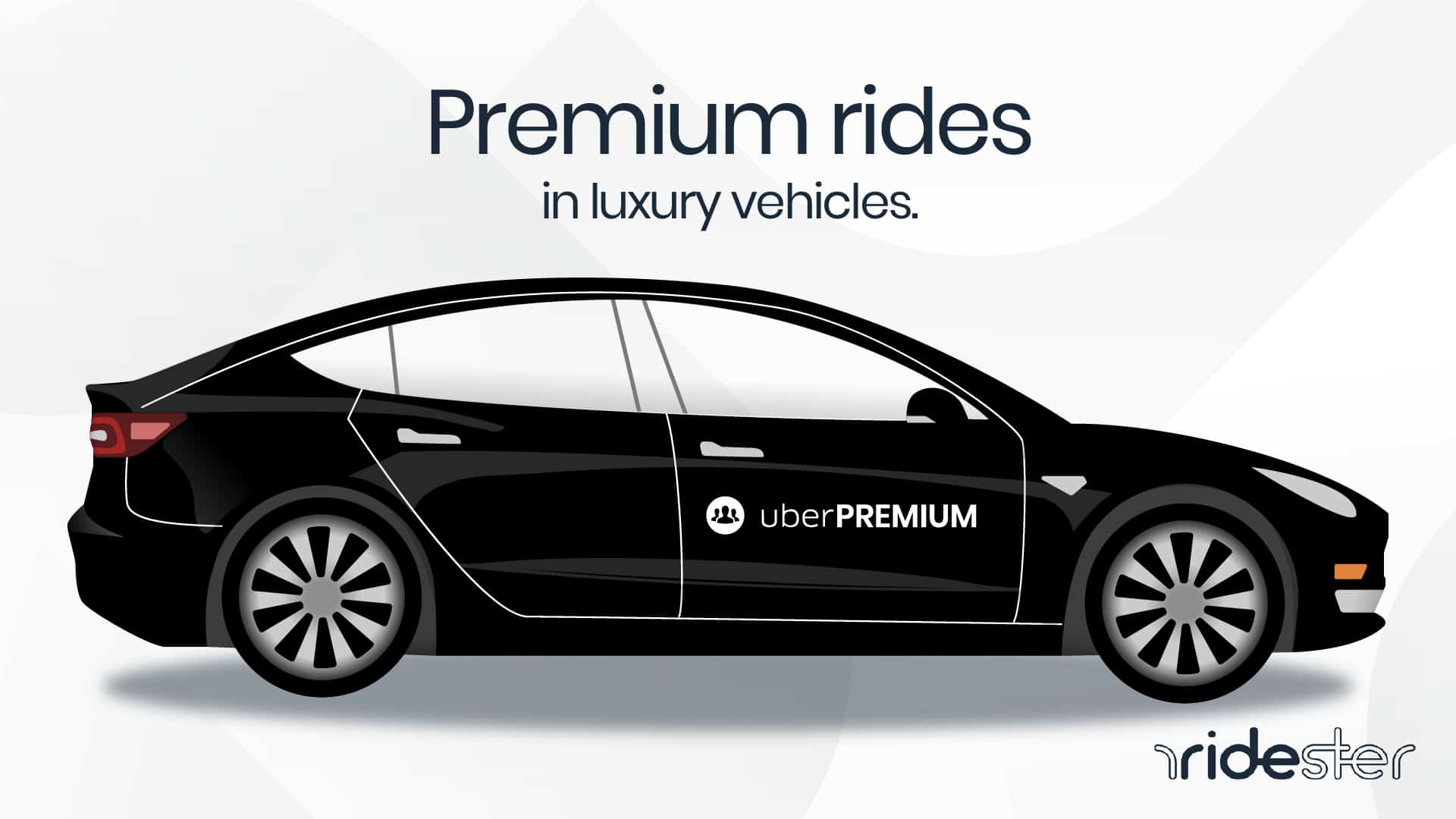 Vector graphic showing Uber Premium vehicle with tagline about the service