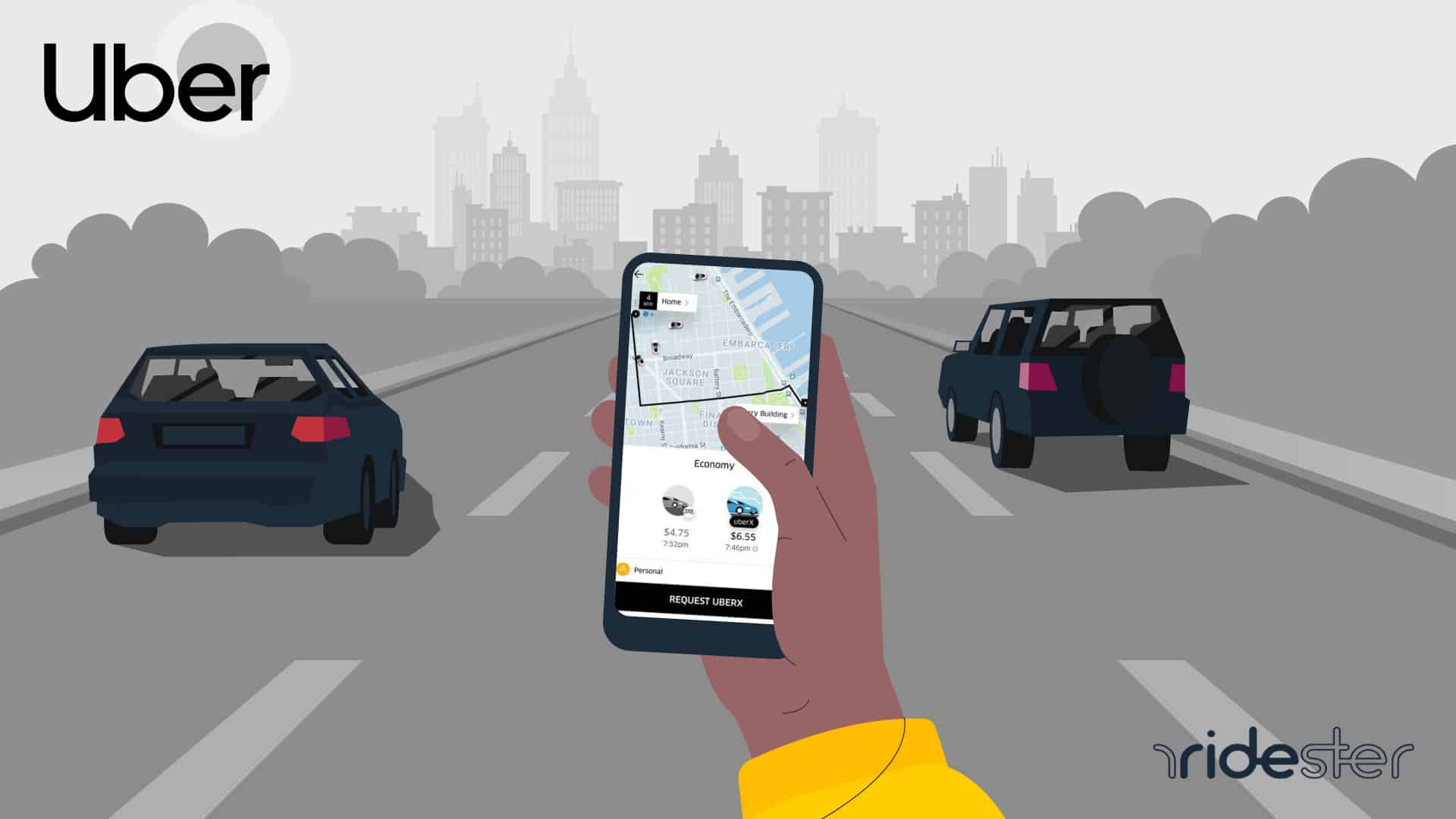 vector graphic showing how does uber work