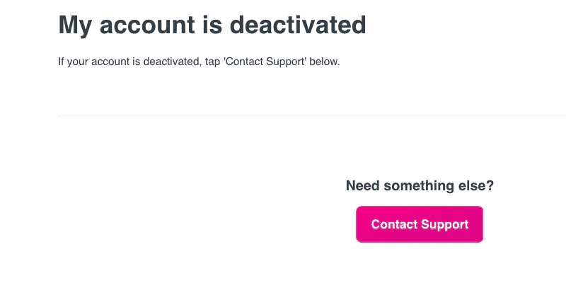 screenshot of lyft deactivation error message