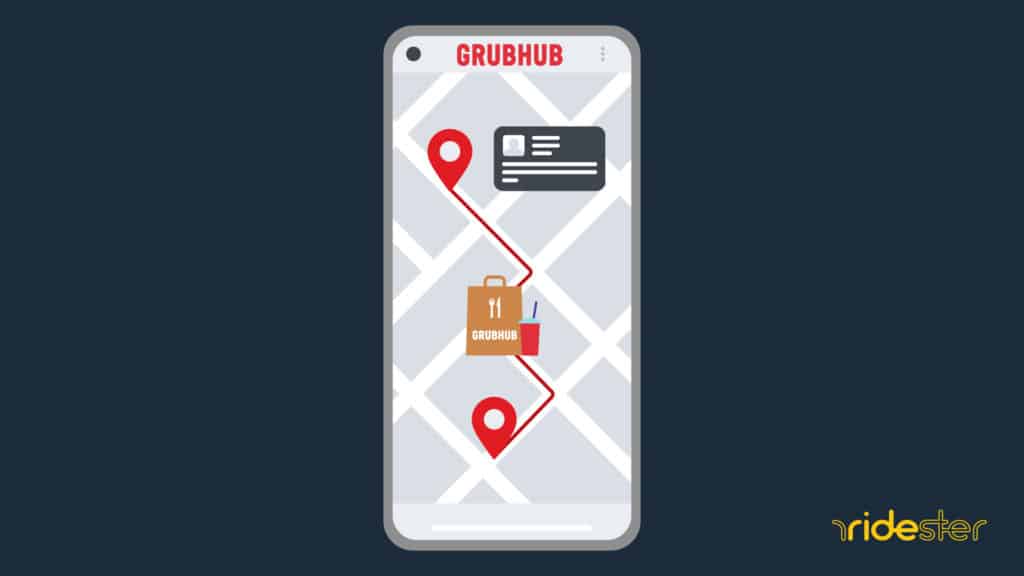 vector graphic that shows a smartphone and the screen displayed when you track grubhub order