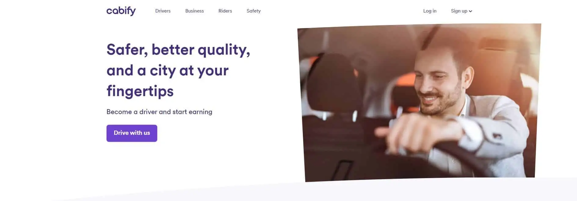 screenshot of the cabify homepage