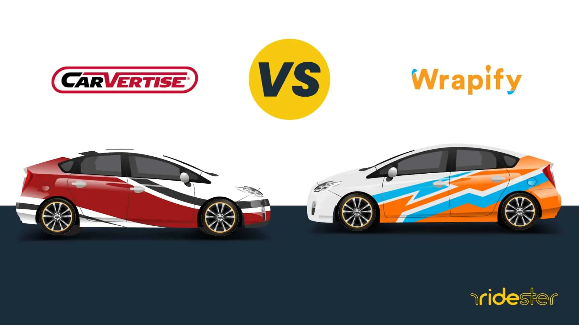 vector graphic showing the battle between carvertise vs wrapify