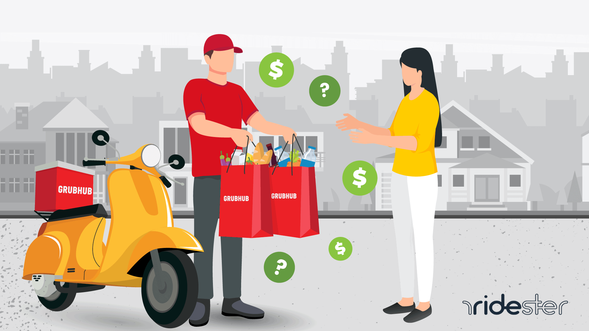 vector graphic showing the grubhub cost somebody might pay for an order
