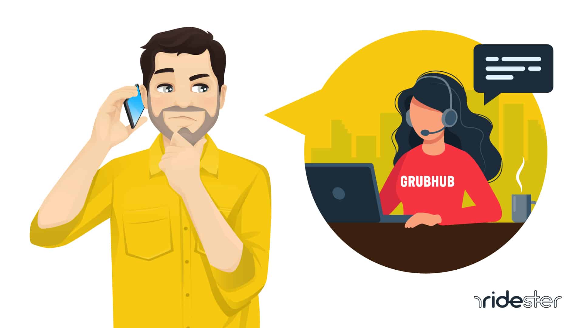 image showing man on the phone with Grubhub customer service representative