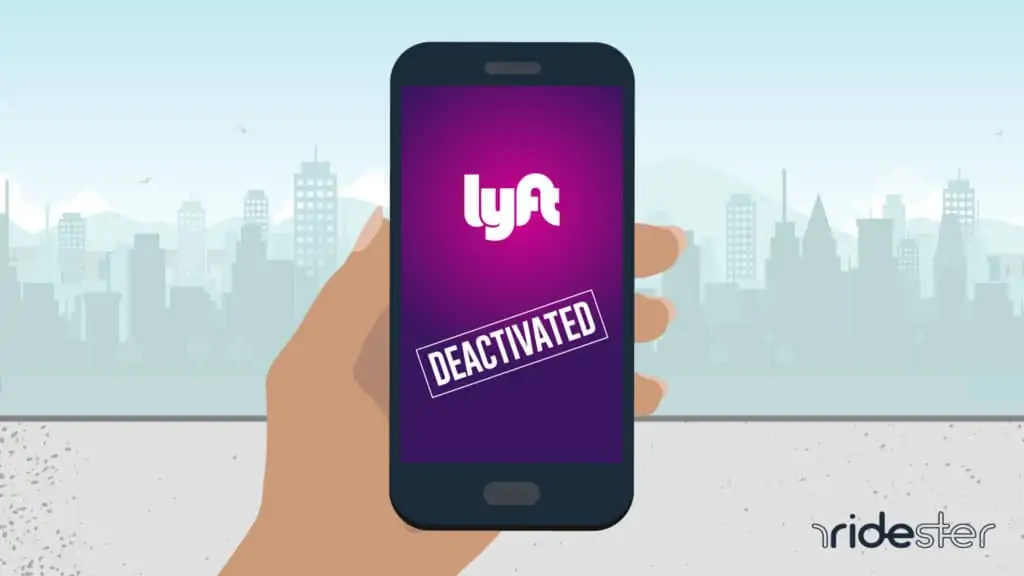 screenshot showing a hand holding a phone and a Lyft account disabled on the screen