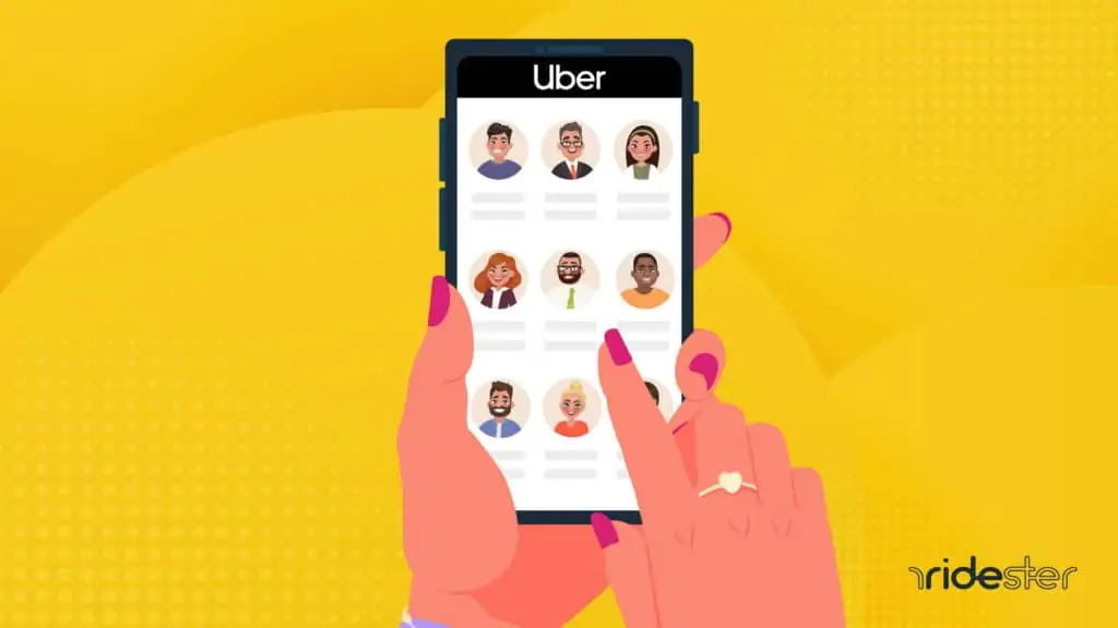 vector graphic illustrating how to request a specific Uber driver
