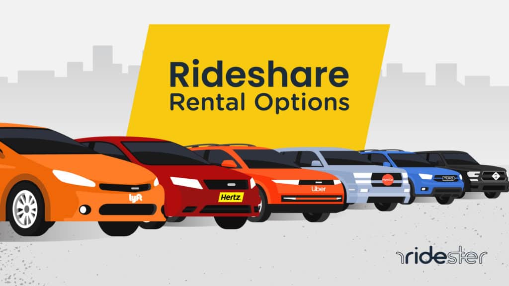 vector graphic showing various rideshare rental options for drivers