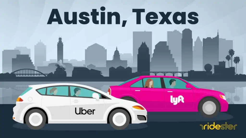 vector graphic showing uber, lyft, and vehicles that do ridesharing in austin