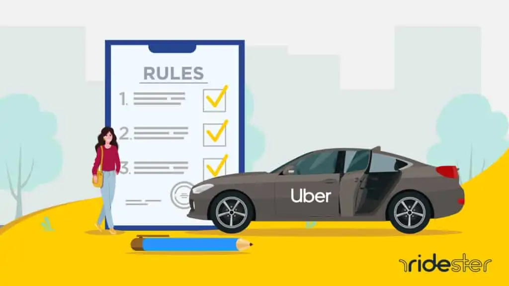 vector graphic showing an illustration of Uber rules on a clipboard