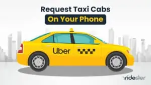 vector graphic showing Uber Taxi service and text about what it does