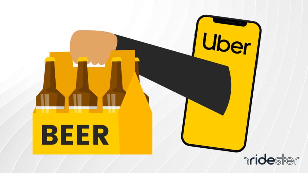 vector graphic showing a hand holding beer to answer does uber eats deliver alcohol