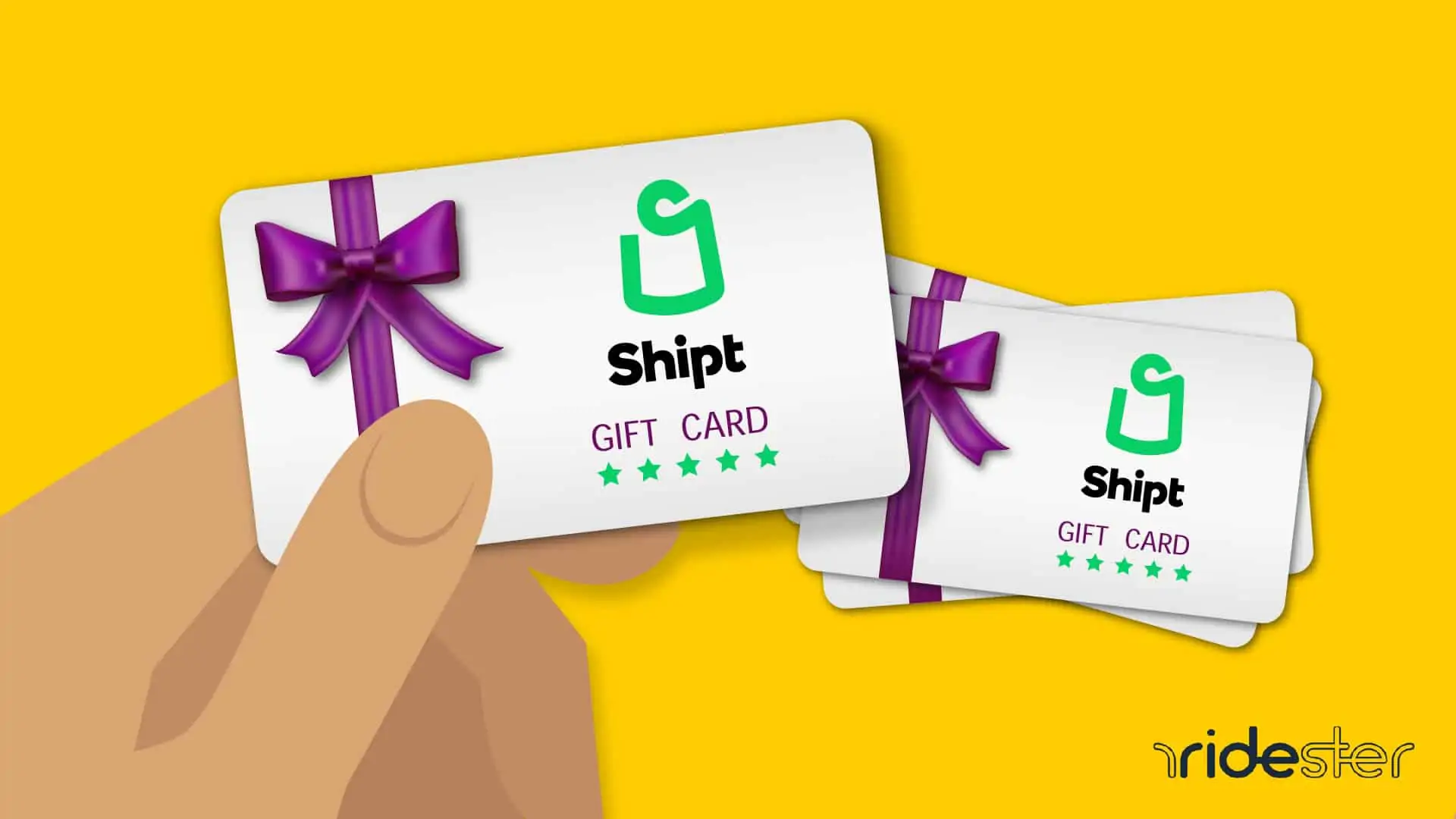 vector graphic showing a hand holding a shipt gift card