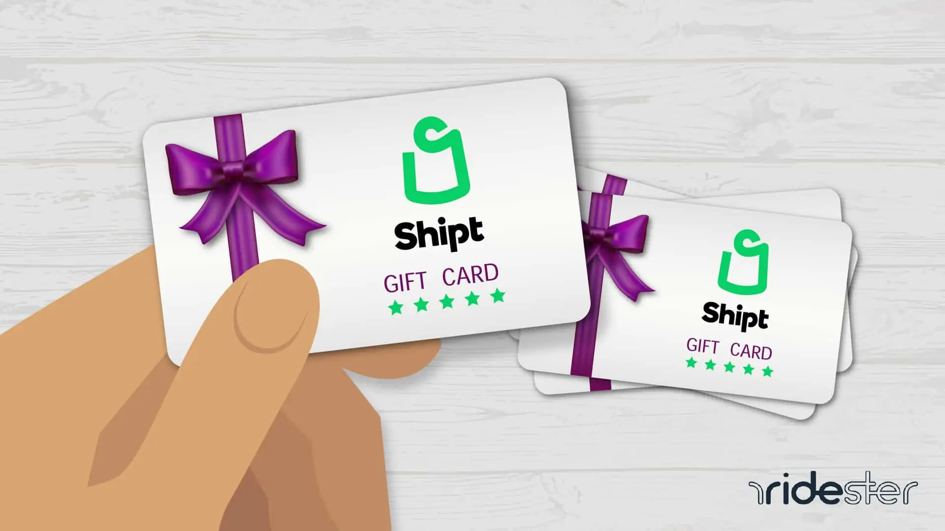 vector graphic showing a hand holding a shipt gift card