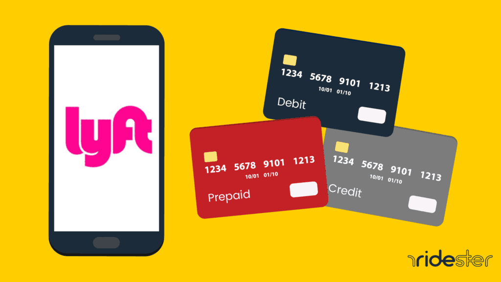 vector graphic showing prepaid cards and a phone running the lyft app for the post does lyft take prepaid cards