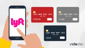vector graphic showing prepaid cards and a phone running the lyft app for the post does lyft take prepaid cards