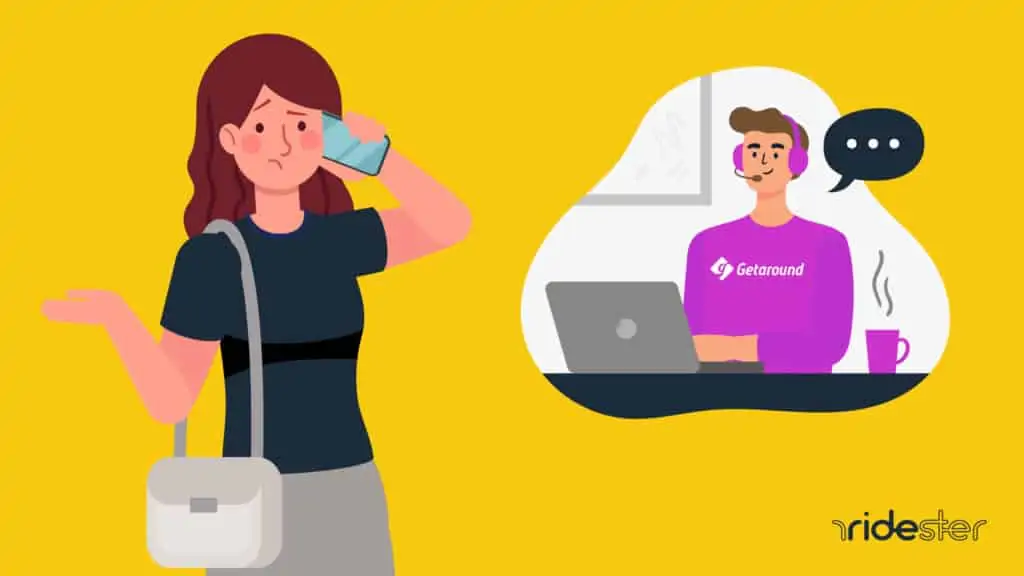 vector graphic showing a getaround customer service agent on the phone with a customer