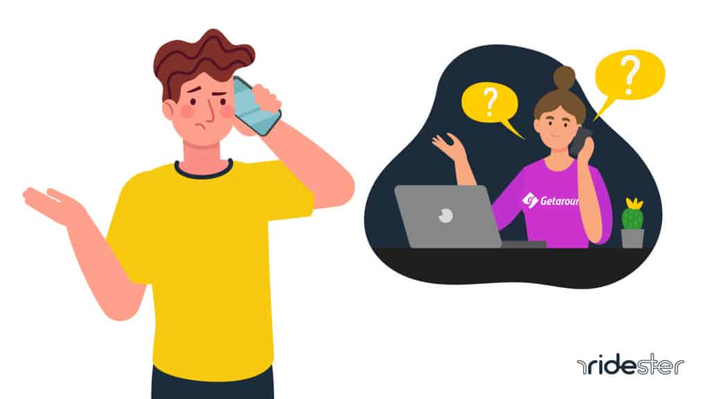 vector graphic showing a getaround customer service agent on the phone with a customer