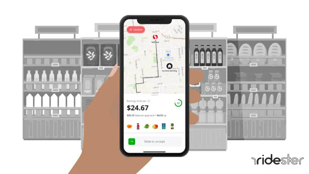 vector graphic showing person shopping in an attempt to get more batches on instacart
