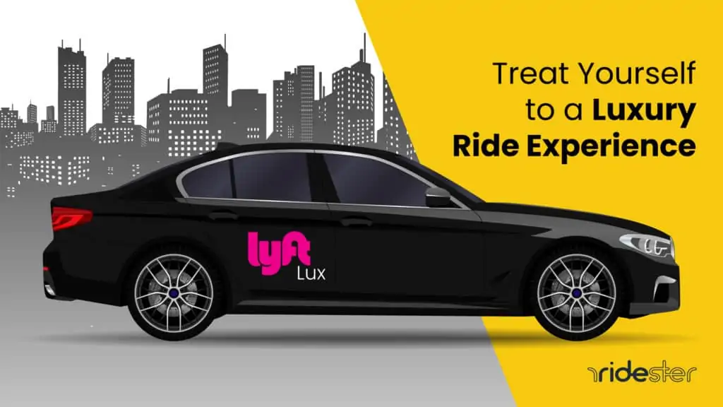 vector graphic showing a Lyft Lux vehicle with explainer text near it