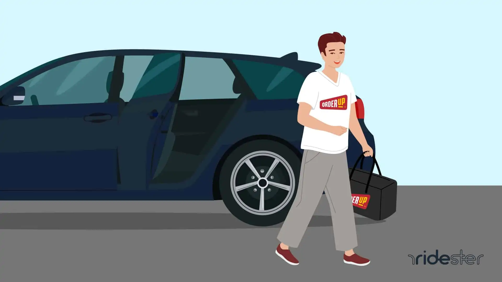 vector graphic showing a man doing a delivery as one of many orderup jobs
