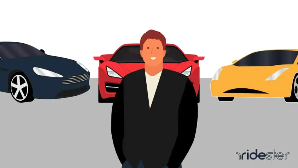 vector graphic showing a Turo commercial host in front of their Turo rental vehicles