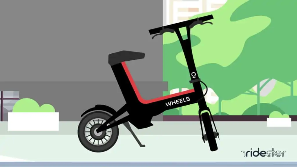 vector graphic showing a wheels electric bike on a sidewalk
