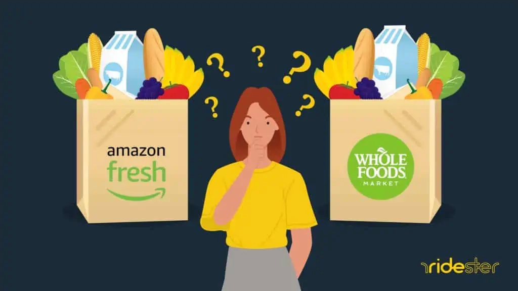 vector graphic showing the battle between amazon fresh vs whole foods