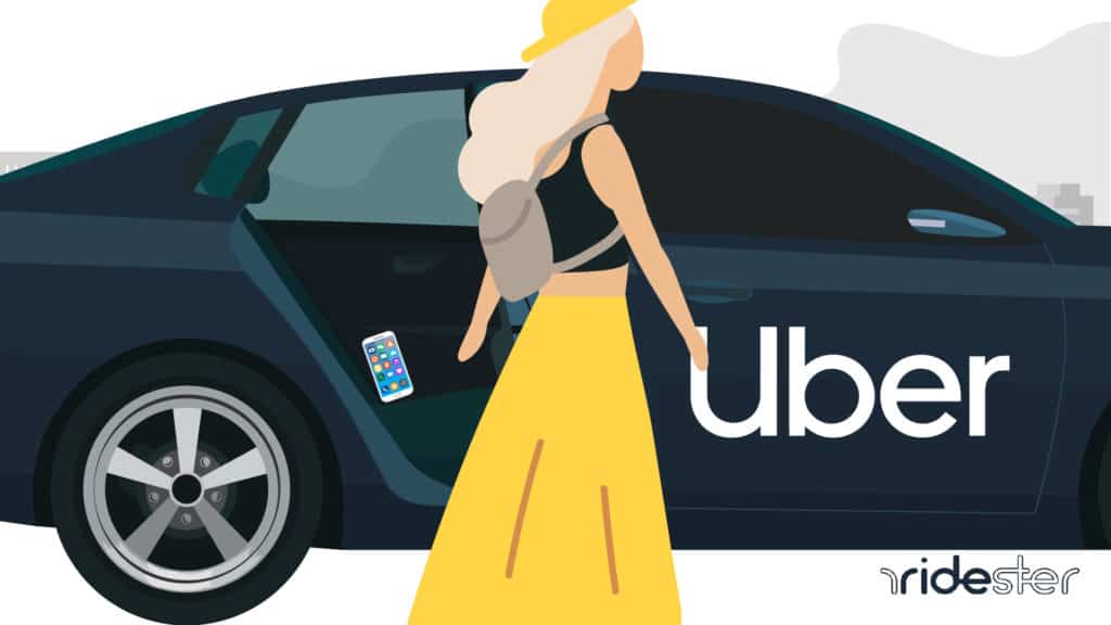 vector graphic showing what happens when a lost phone in uber occurs after man gets out of back of uber vehicle