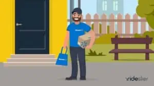 vector graphic showing a spark delivery driver delivering groceries from walmart directly to a customer's door