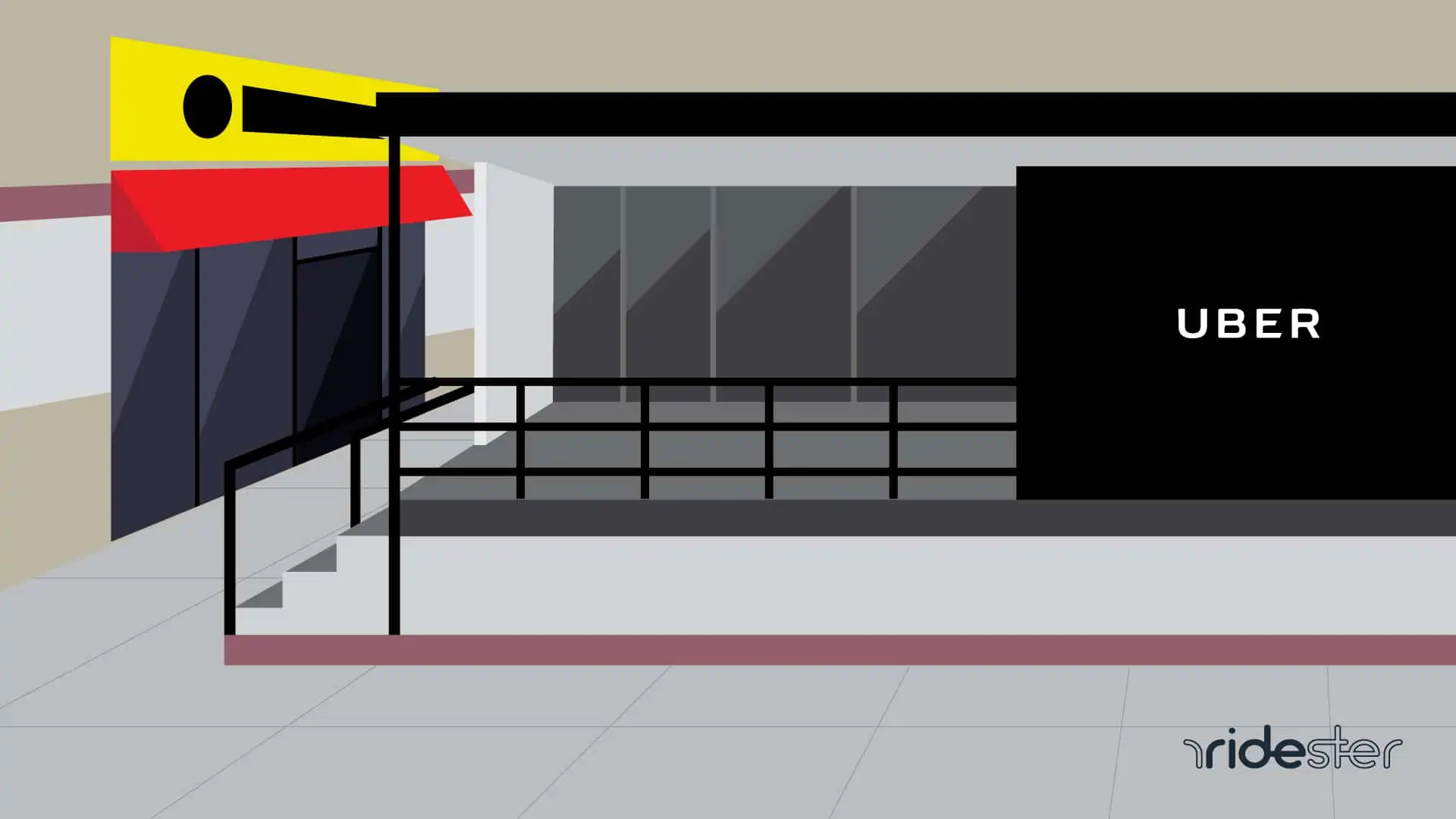 vector graphic showing an Uber greenlight hub building exterior