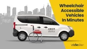vector graphic showing an Uber WAV vehicle with a wheelchair next to it