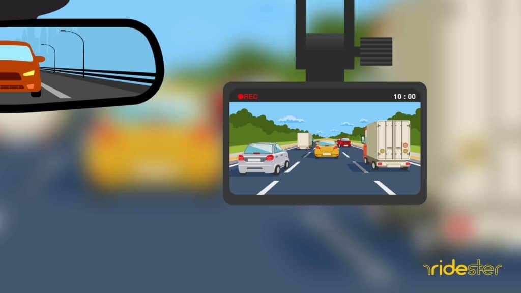 vector graphic showing a dash cam on a windshield for the header image for what is a dash cam post