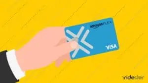 vector graphic showing an amazon flex debit card in somebody's hand